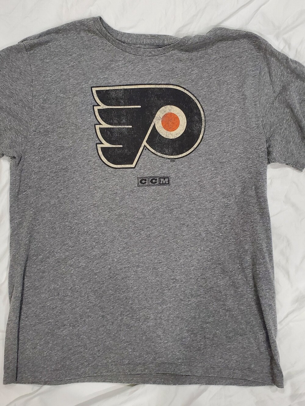 Vintage CCM NHL Philadelphia Flyers Graphic Tee Heather Gray Men's 2XL